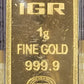 Istanbul Gold Refinery 1 Gram 999.9 Gold Bar w/ Assayer Certificate