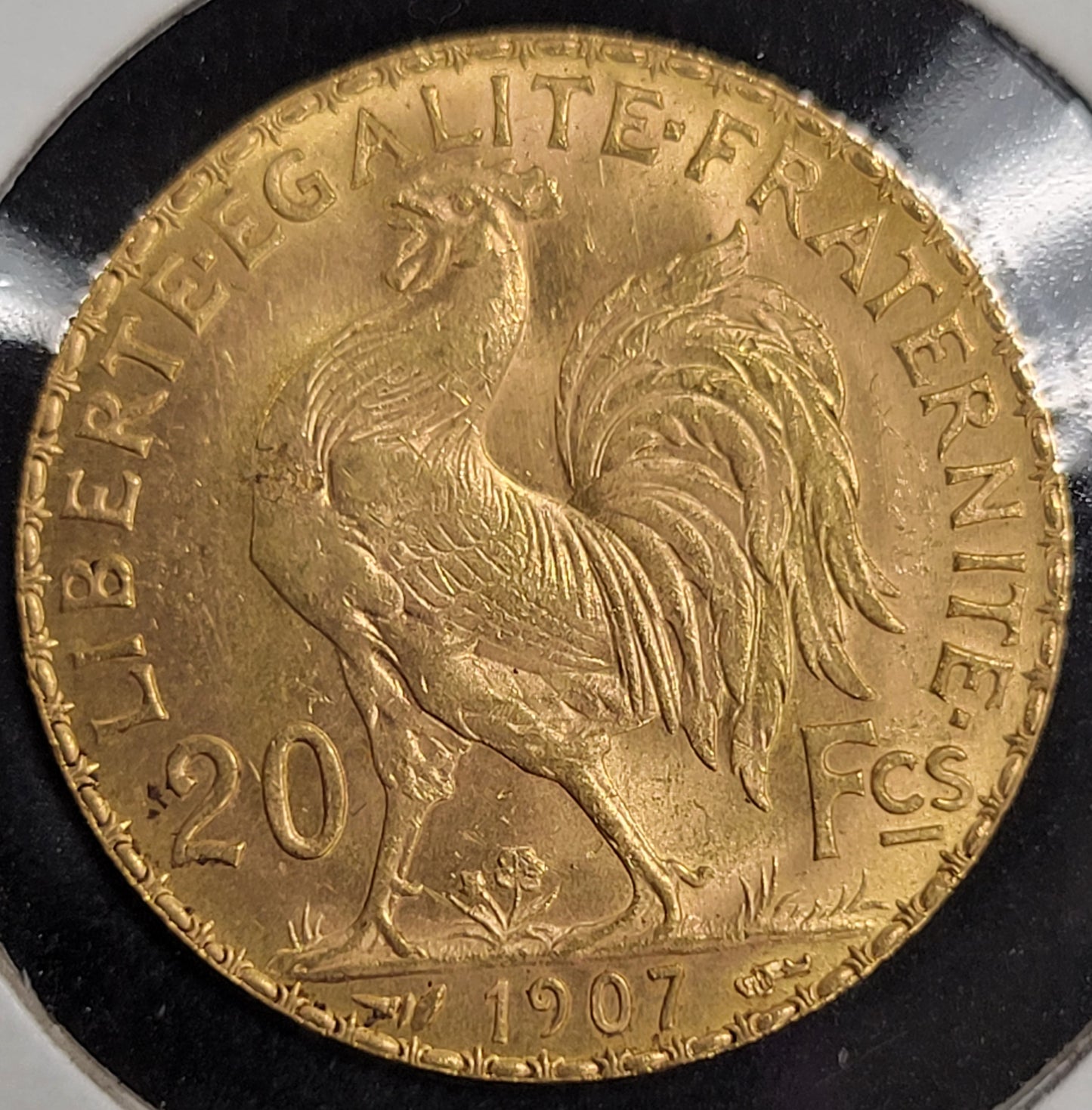 1907 20 Franc Rooster Gold Coin